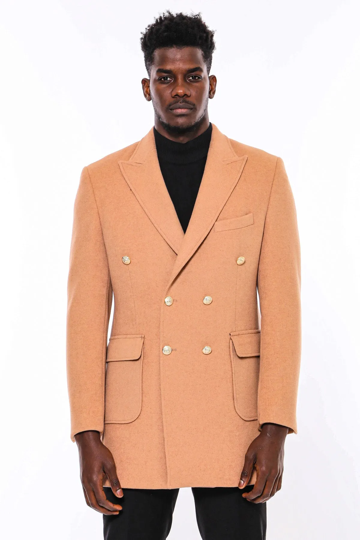 Cream Metal Buttoned Double Breasted Long Coat - Wessi sold by Wessi product image thumbnail 2