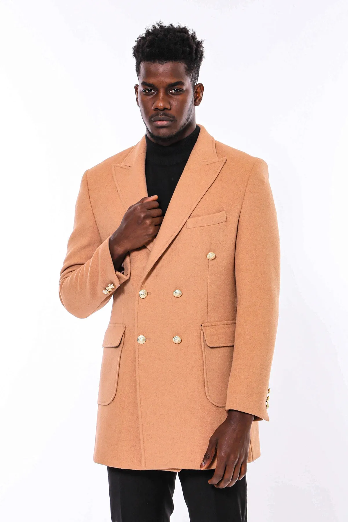 Cream Metal Buttoned Double Breasted Long Coat - Wessi sold by Wessi product image thumbnail 4