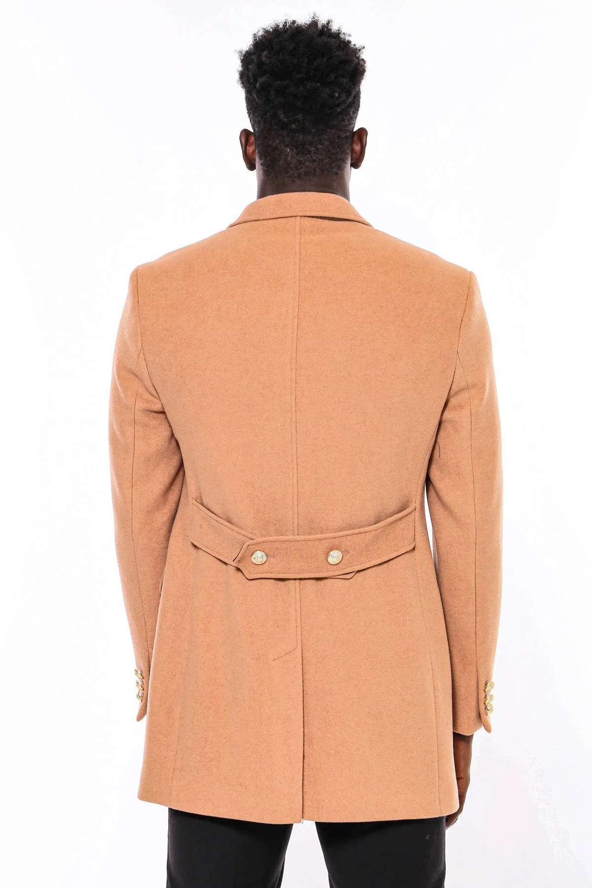 Cream Metal Buttoned Double Breasted Long Coat - Wessi sold by Wessi product image thumbnail 3