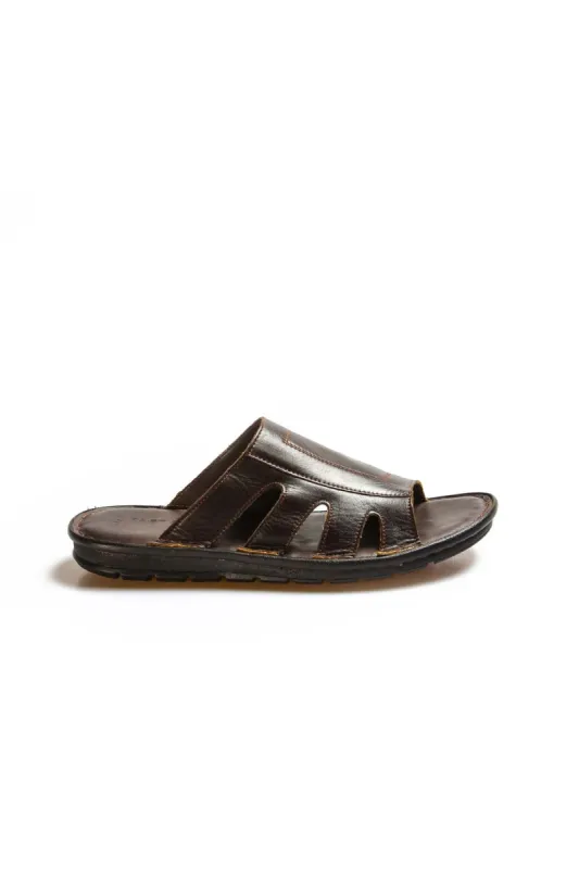 Men's Brown Leather Open-Toe Sandals-Wessi sold by Wessi