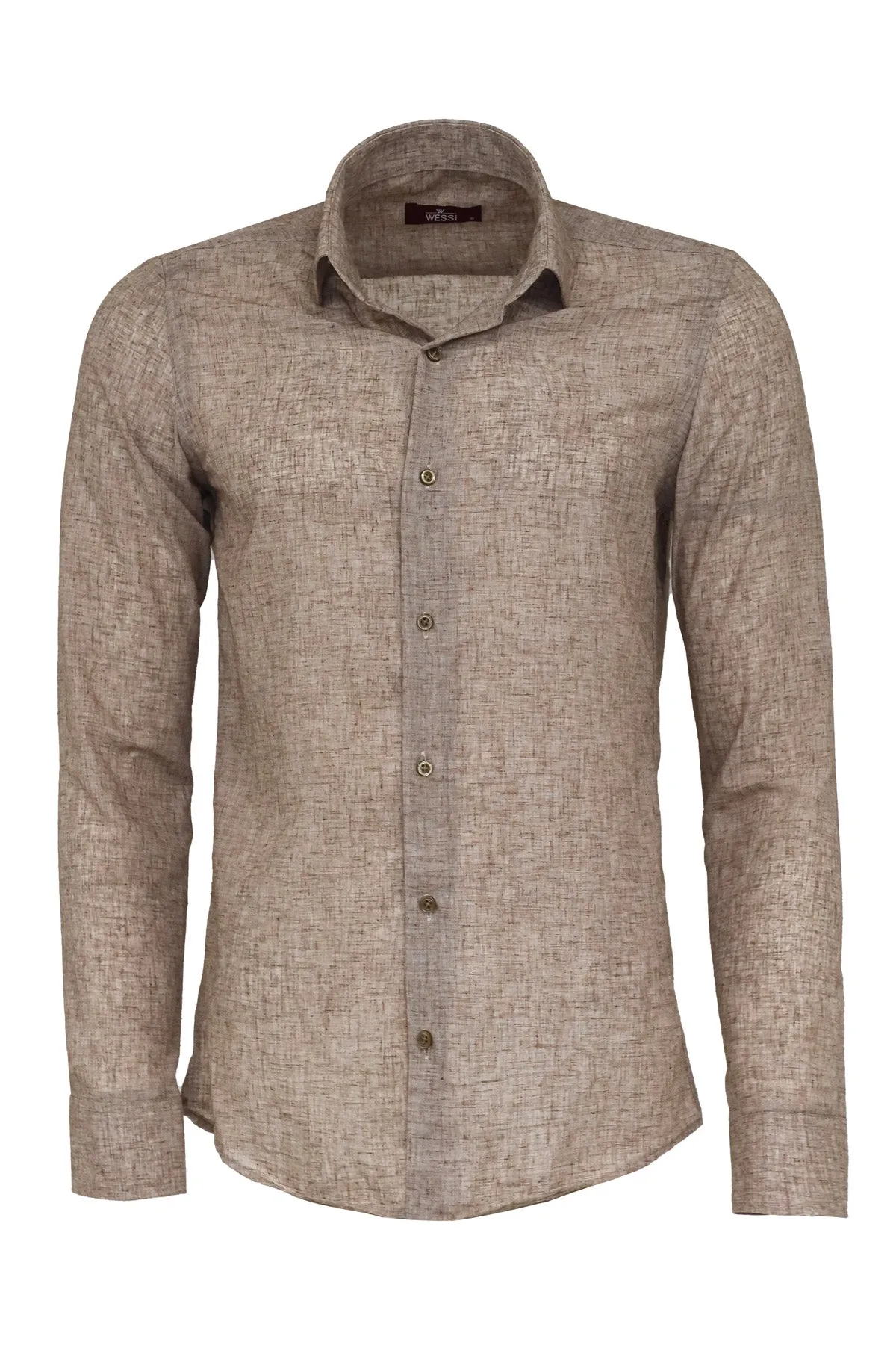 Slim Fit Patterned Brown Men Shirt - Wessi sold by Wessi