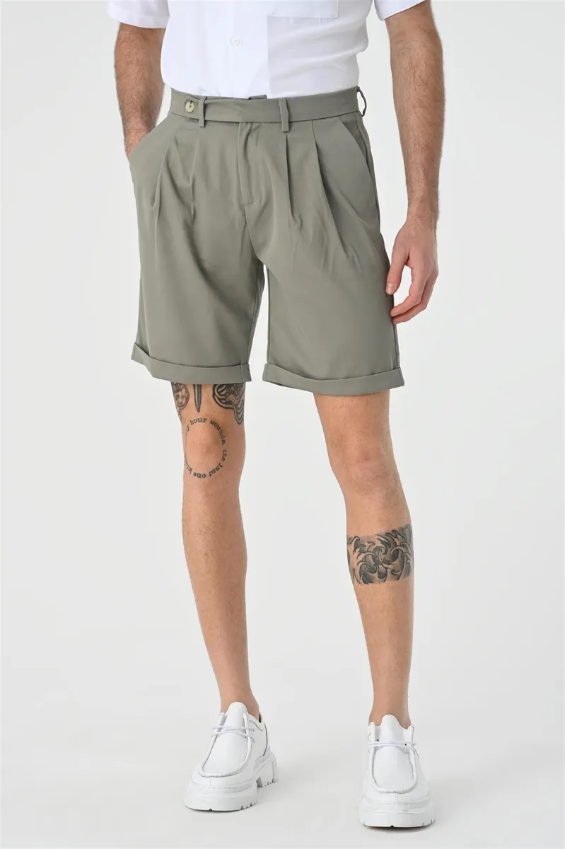 Light Khaki Pleated Men's Shorts - Wessi sold by Wessi