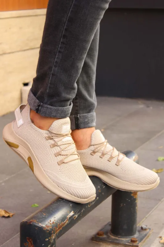 Men's Beige Lightweight Knit Sneakers with Breathable Design - Wessi sold by Wessi