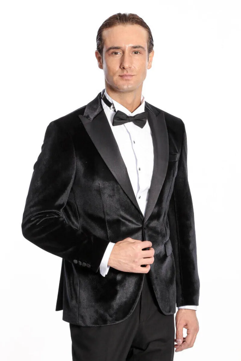 Velvet Slim Fit Black Men Tuxedo Jacket - Wessi sold by Wessi