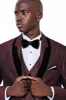 Patterned Burgundy Velvet Lapel Groom Suit - Wessi sold by Wessi