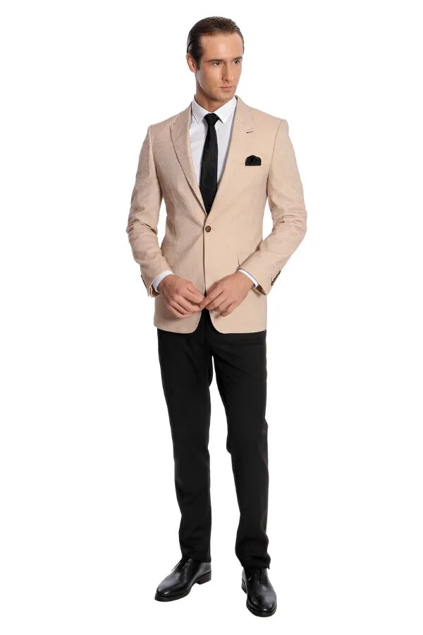 Patterned Slim-Fit Yellow Blazer - Wessi sold by Wessi product image thumbnail 3