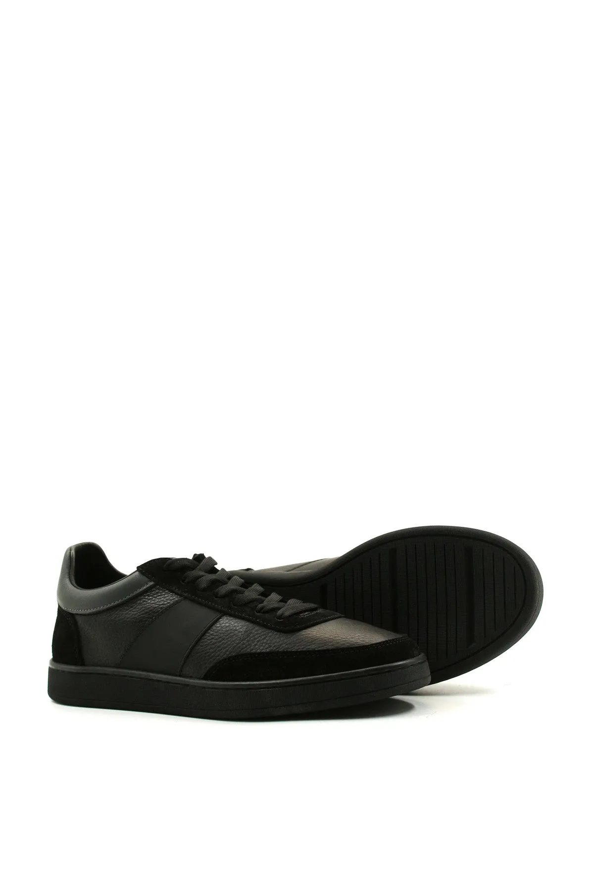 Men's Black Leather Casual Sneakers with Suede Accents - Wessi sold by Wessi product image thumbnail 4