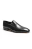 Men's Black Leather Loafers with Sleek Design and Minimal Stitching sold by Wessi