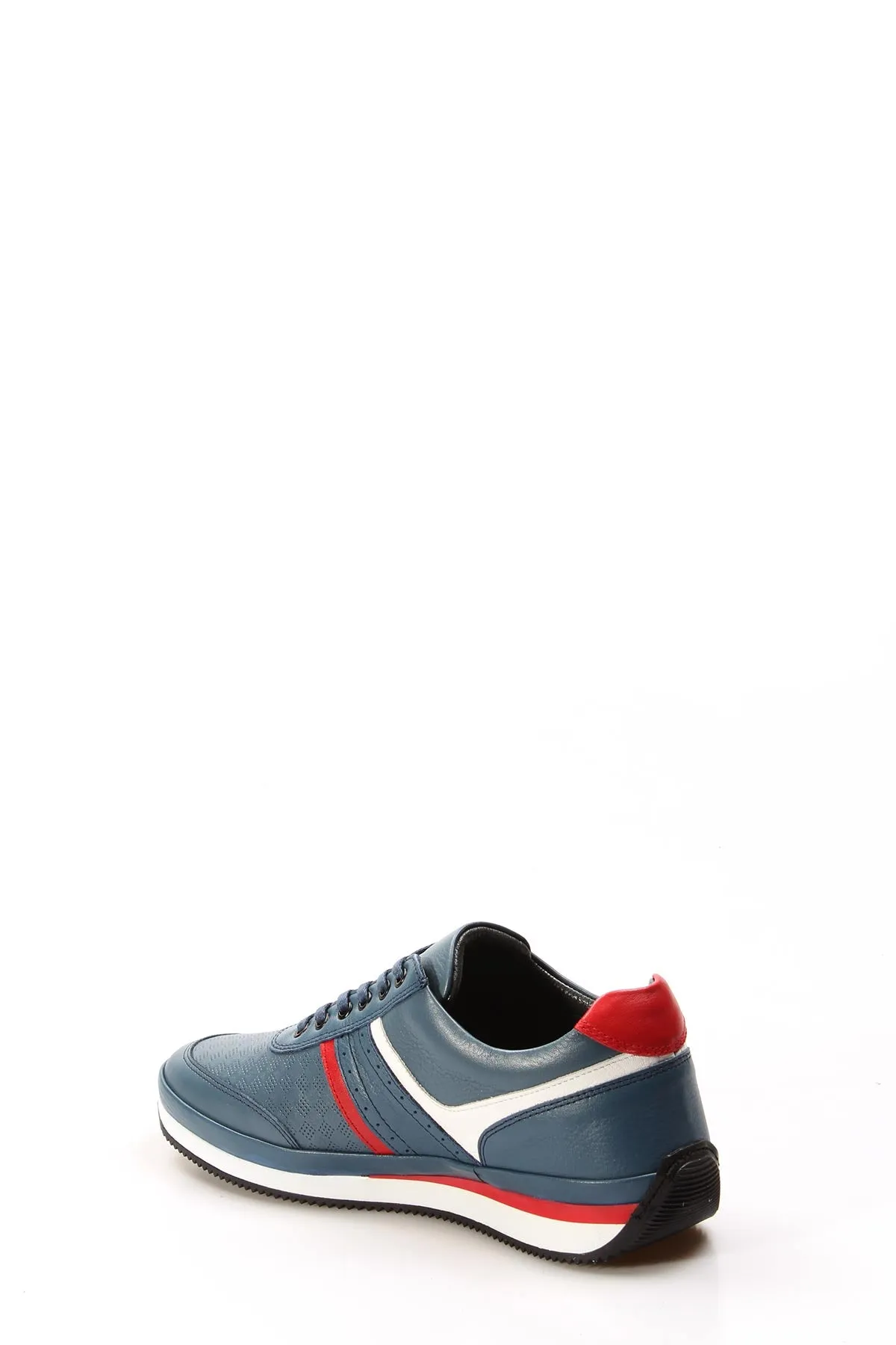 Men's Blue Leather Sneakers with Red and White Accents - Wessi sold by Wessi product image thumbnail 3