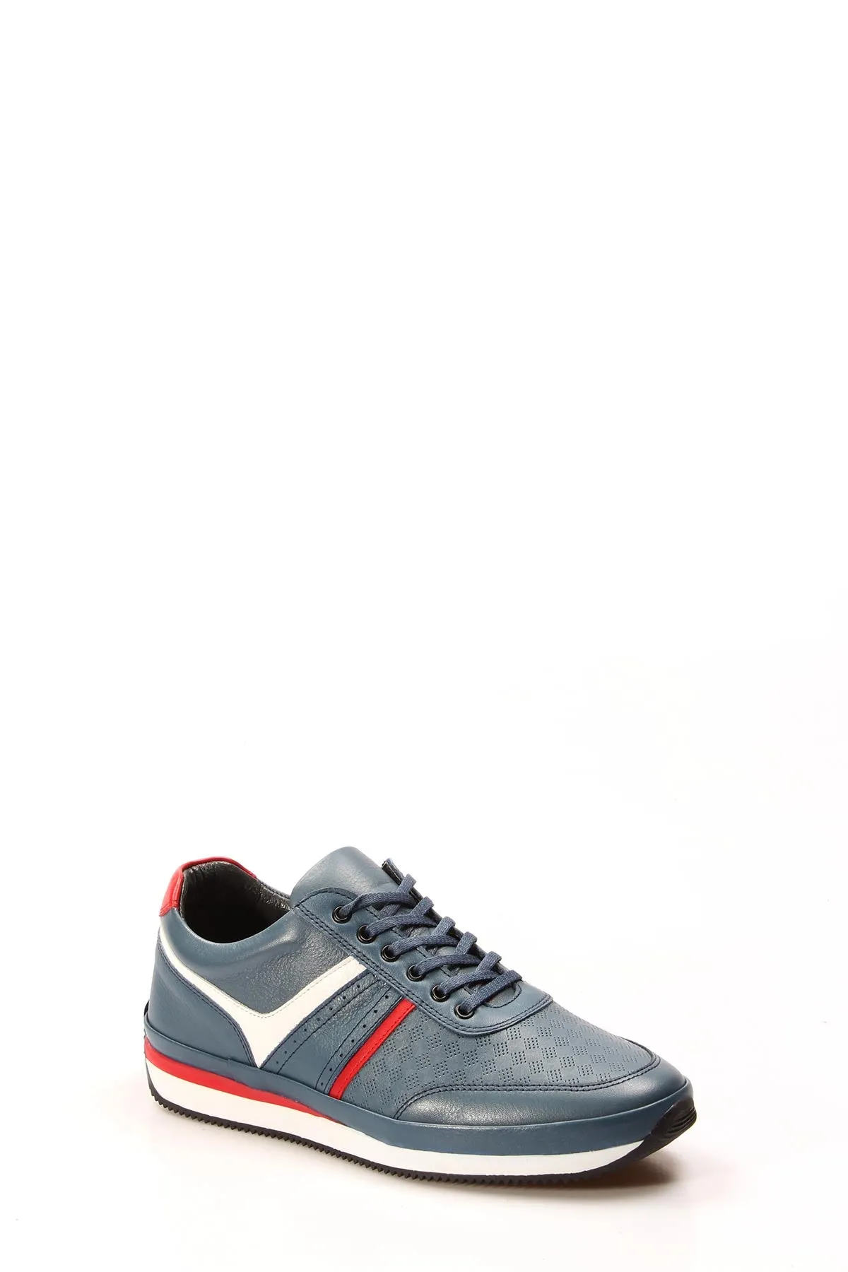 Men's Blue Leather Sneakers with Red and White Accents - Wessi sold by Wessi product image thumbnail 4