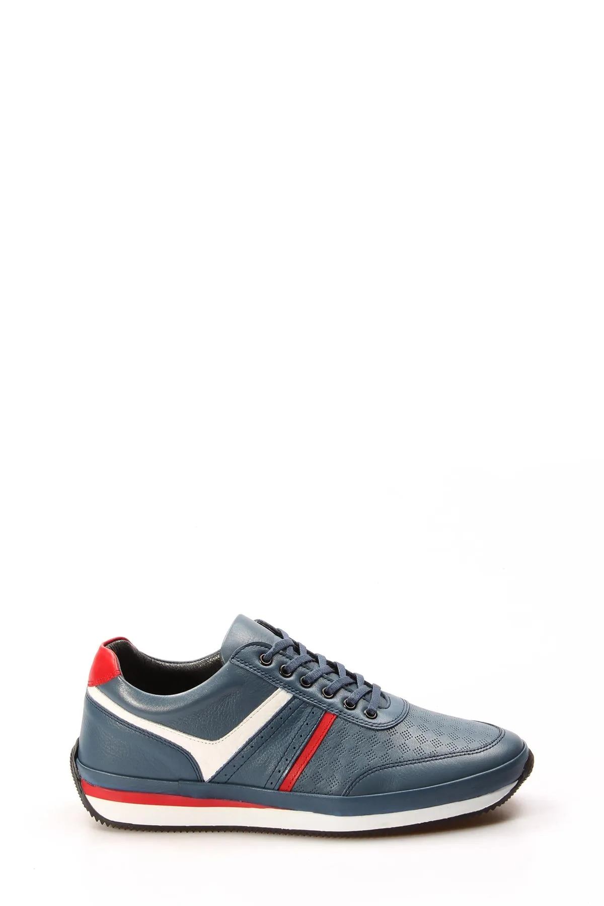 Men's Blue Leather Sneakers with Red and White Accents - Wessi sold by Wessi product image thumbnail 2