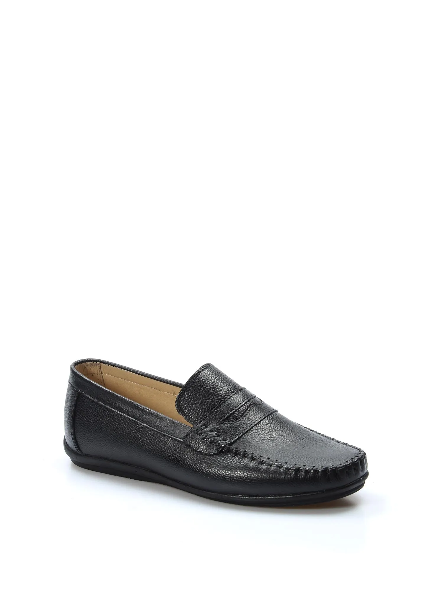 Men's Black Leather Penny Loafers with Hand-Stitched Detailing - Wessi sold by Wessi product image thumbnail 3