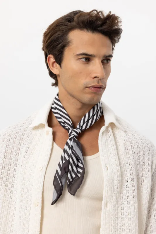 Men's Black Striped Scarf - Wessi sold by Wessi