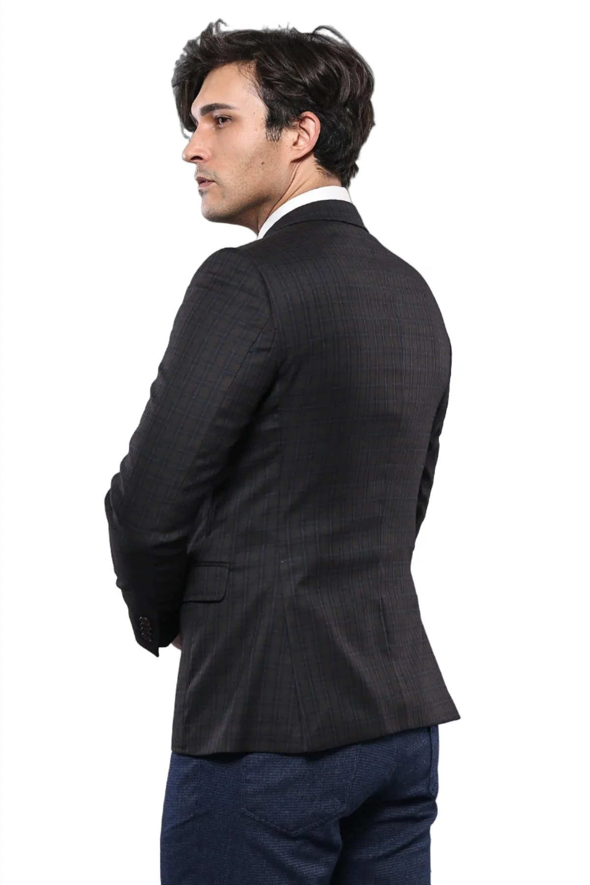 Plaid Brown Jacket with Handkerchief - Wessi sold by Wessi product image thumbnail 4