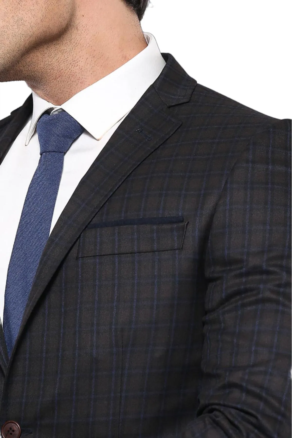 Plaid Brown Jacket with Handkerchief - Wessi sold by Wessi product image thumbnail 2