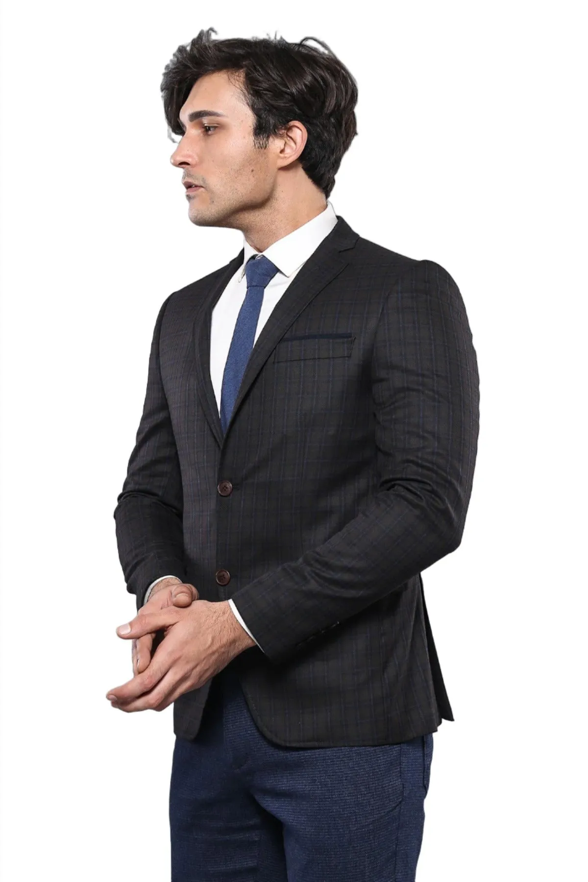 Plaid Brown Jacket with Handkerchief - Wessi sold by Wessi product image thumbnail 3