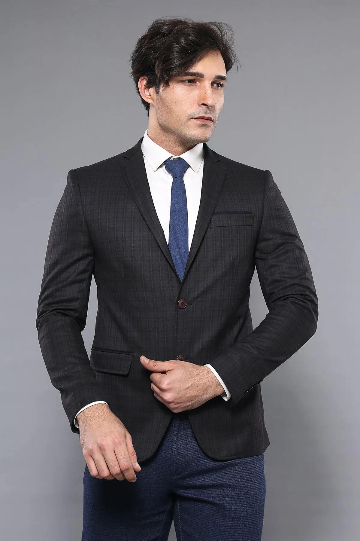 Plaid Brown Jacket with Handkerchief - Wessi sold by Wessi