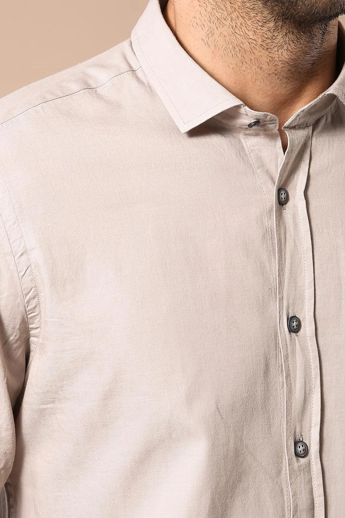 Patterned Cotton Slim Fit Beige Shirt - Wessi sold by Wessi product image thumbnail 2
