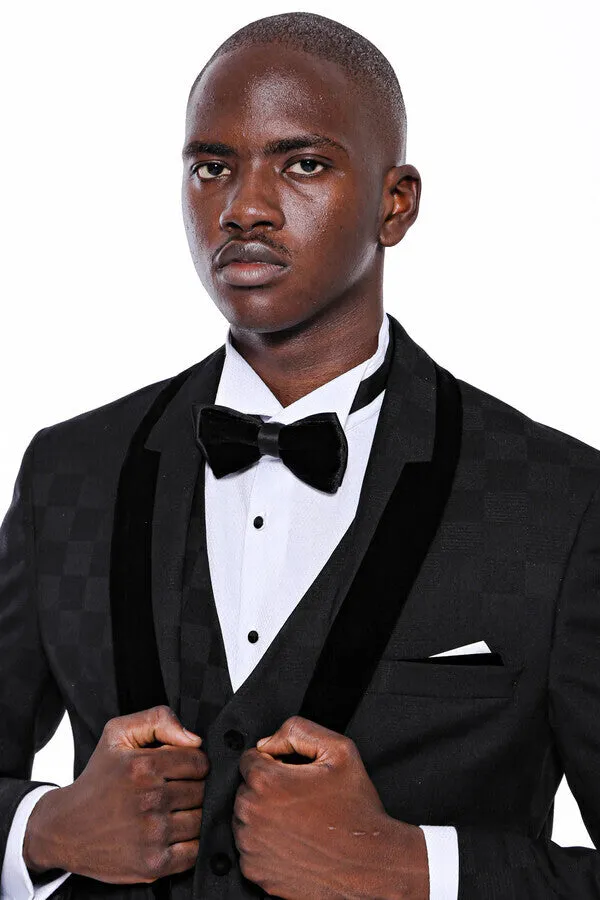 Plaid Slim Fit Black Men Tuxedo - Wessi sold by Wessi product image thumbnail 5