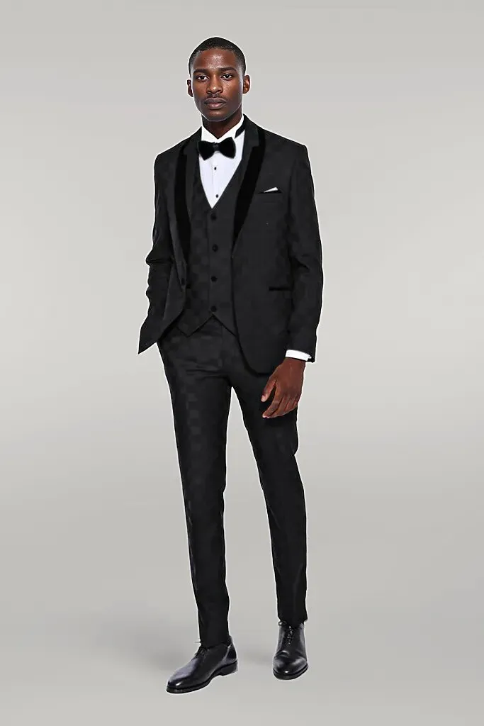 Plaid Slim Fit Black Men Tuxedo - Wessi sold by Wessi product image thumbnail 2