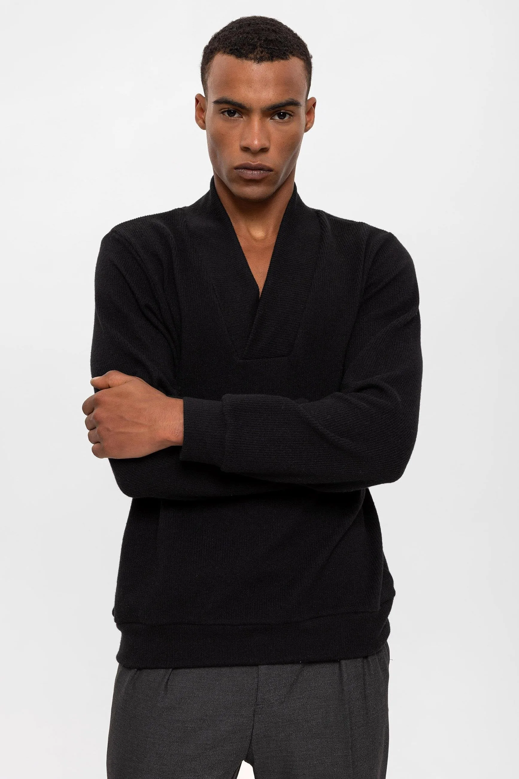 Black V-Neck Men's Sweater - Wessi sold by Wessi product image thumbnail 5