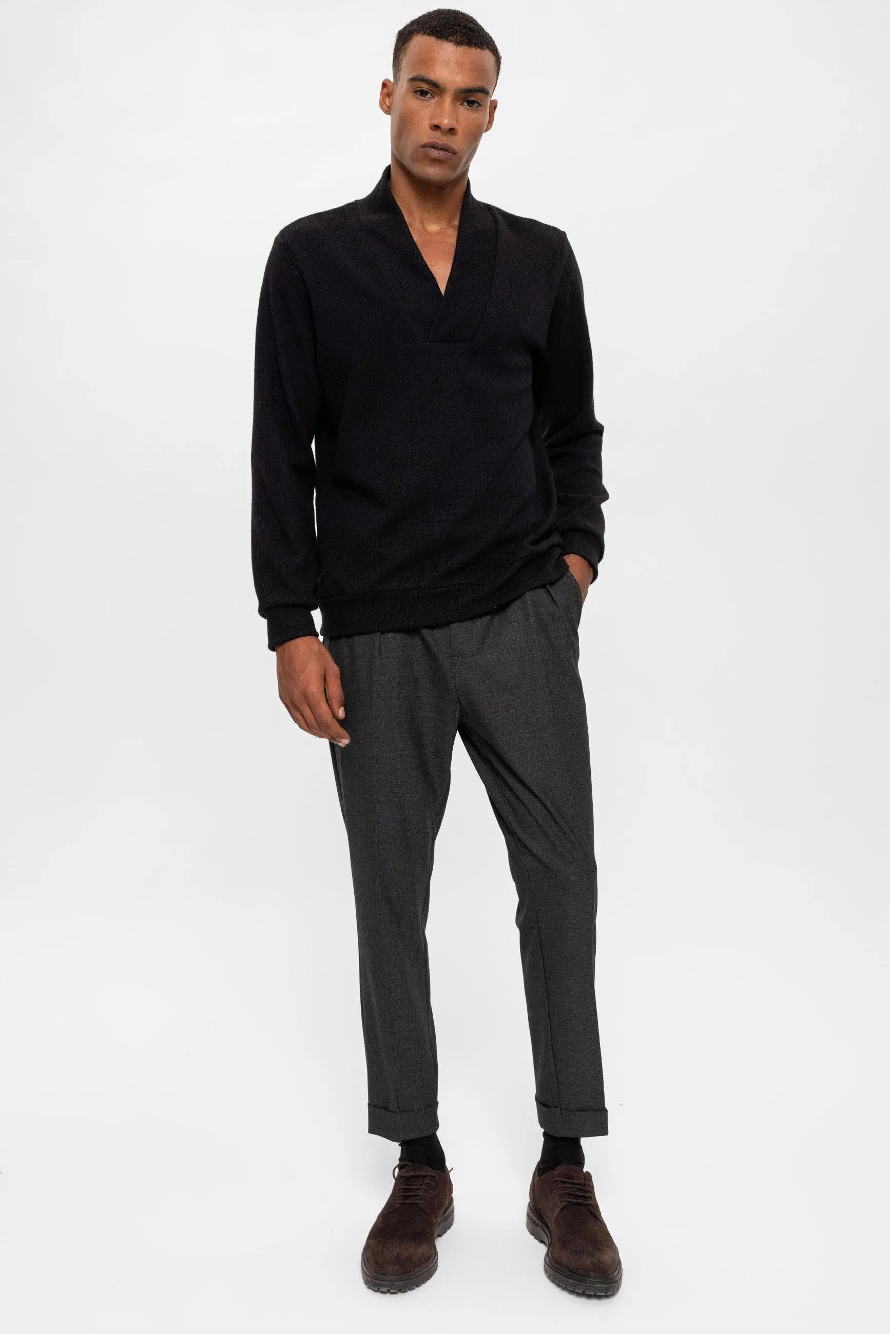 Black V-Neck Men's Sweater - Wessi sold by Wessi product image thumbnail 4