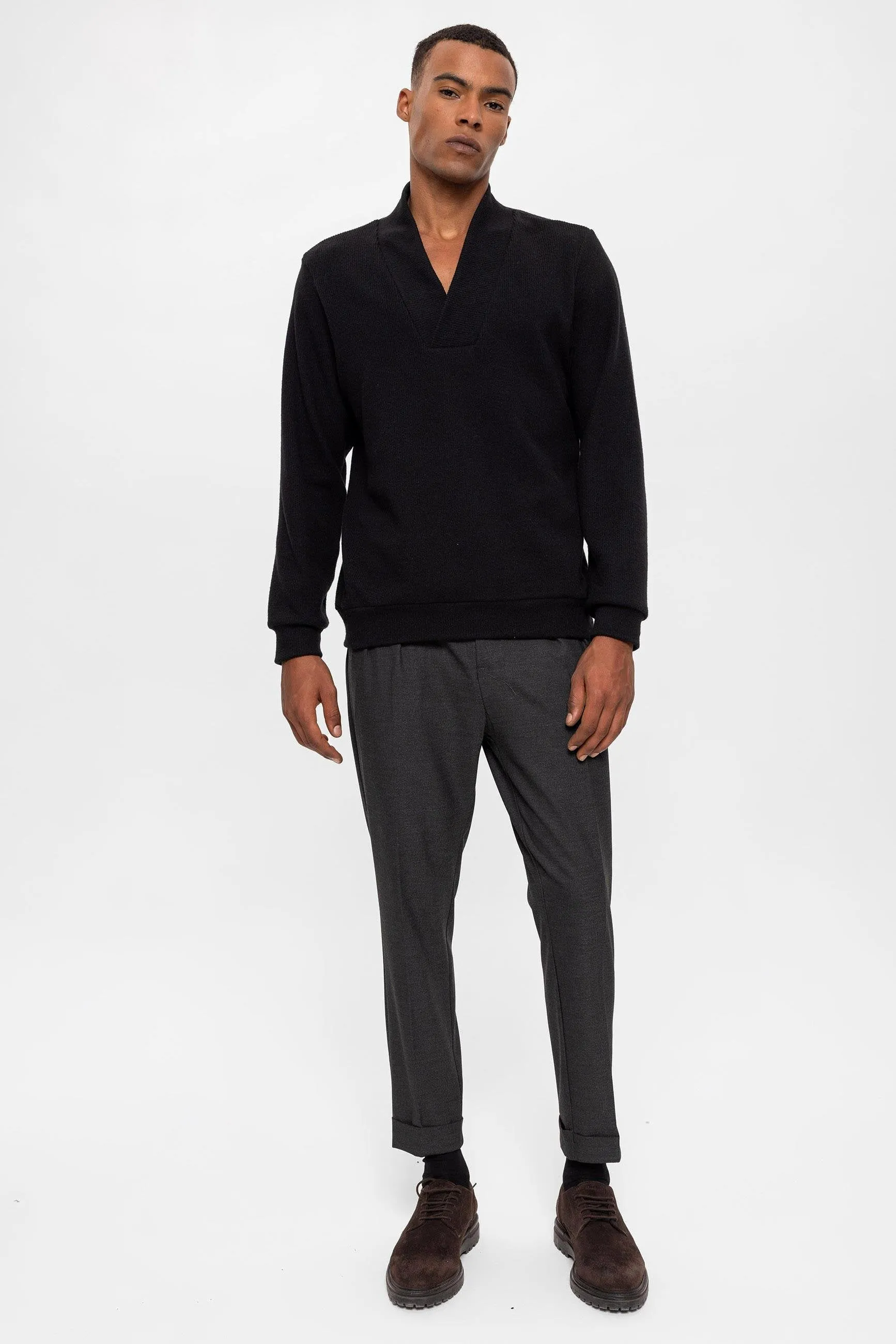 Black V-Neck Men's Sweater - Wessi sold by Wessi product image thumbnail 3