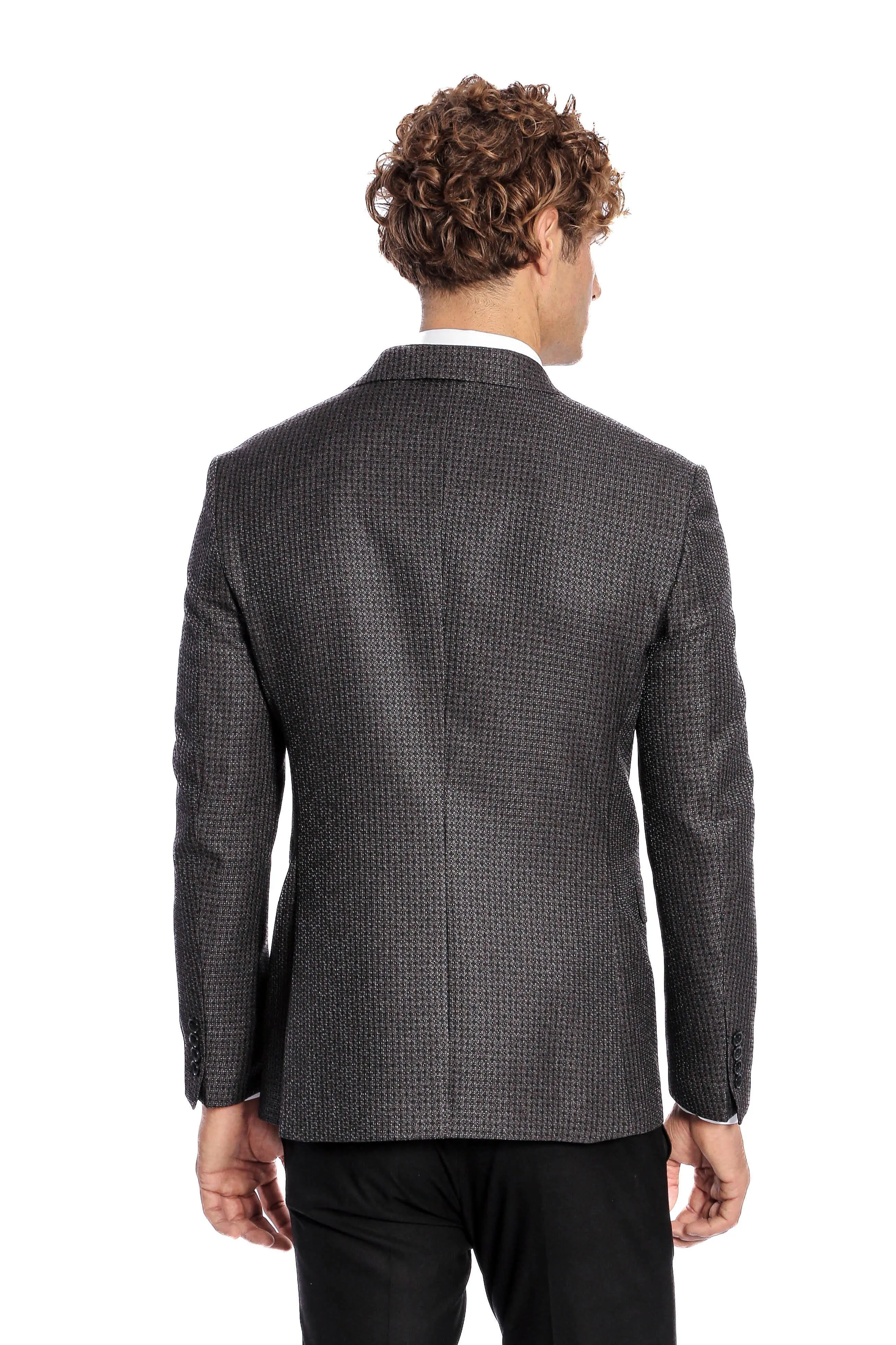 Houndstooth Patterned Grey Men Double Breasted Blazer - Wessi sold by Wessi product image thumbnail 4