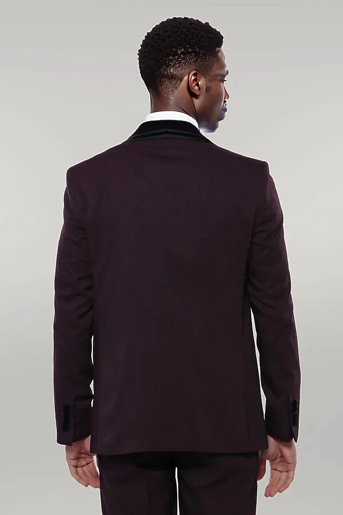 Detachable Velvet Lapel Burgundy Tuxedo - Wessi sold by Wessi product image thumbnail 4