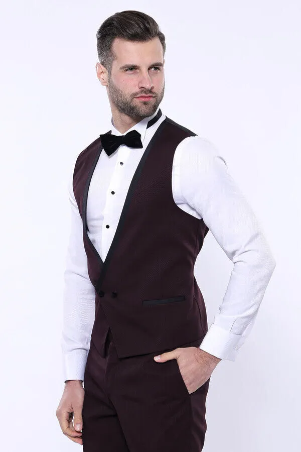 Detachable Velvet Lapel Burgundy Tuxedo - Wessi sold by Wessi product image thumbnail 5