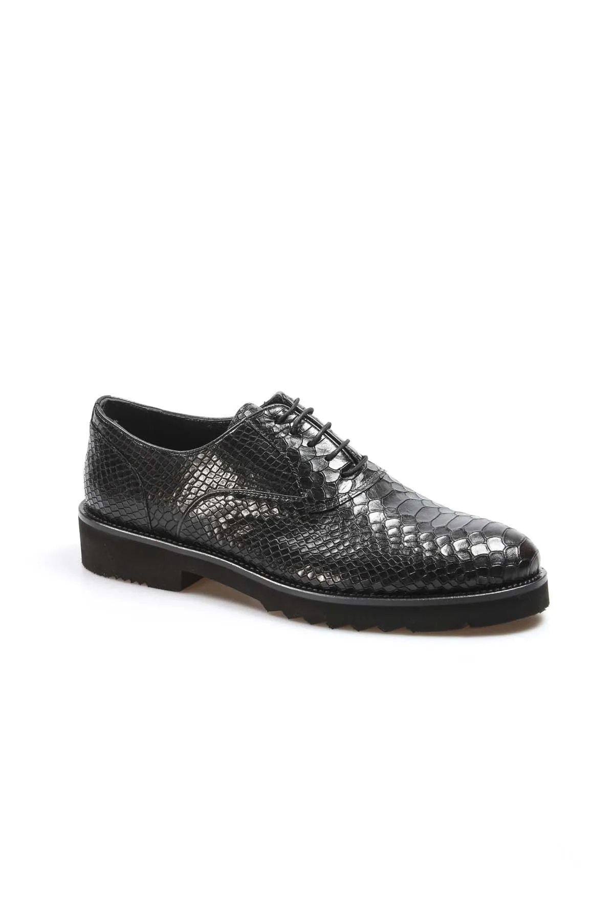 Black Textured Leather Derby Shoes Wessi sold by Wessi product image thumbnail 4