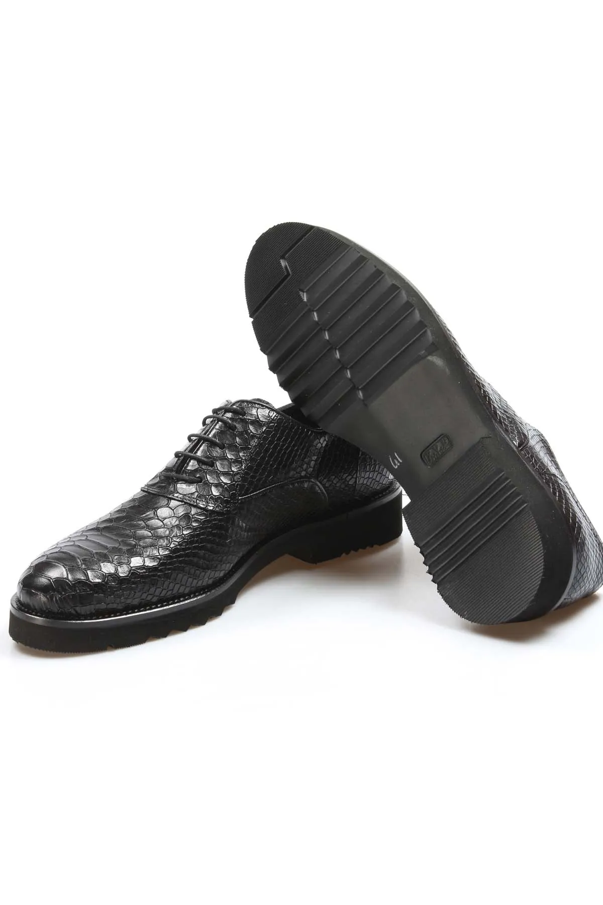 Black Textured Leather Derby Shoes Wessi sold by Wessi product image thumbnail 5