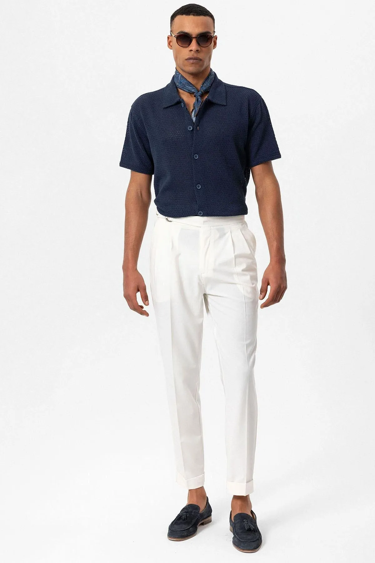 Men's Navy Blue Navy Textured Short-Sleeve Shirt - Wessi sold by Wessi product image thumbnail 2