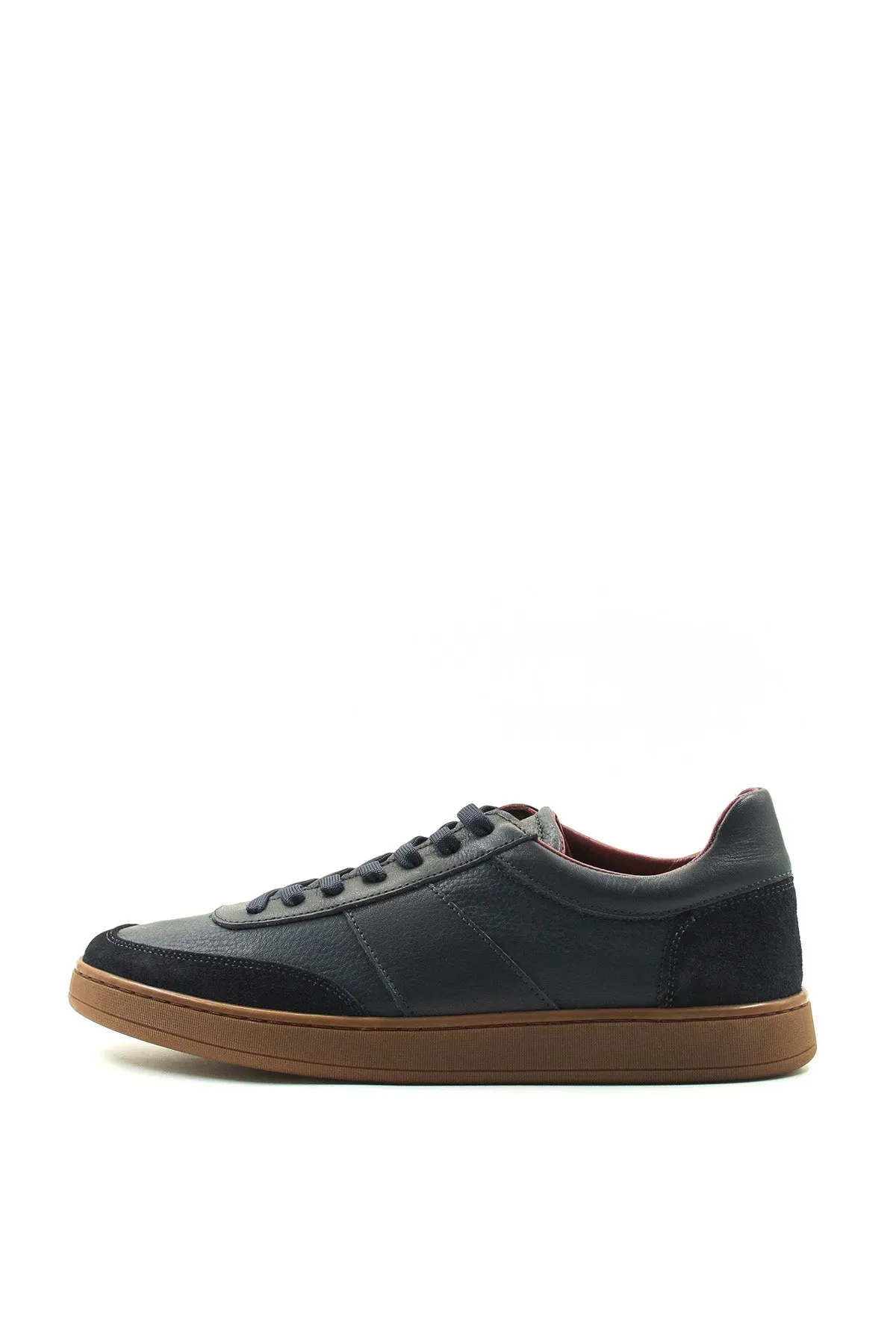 Men's Navy Blue Leather Sneakers with Suede Accents and Gum Sole - Wessi sold by Wessi product image thumbnail 2