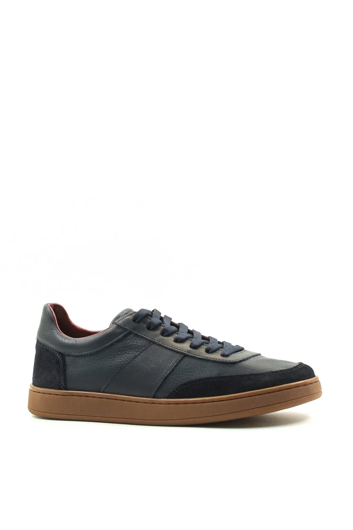 Men's Navy Blue Leather Sneakers with Suede Accents and Gum Sole - Wessi sold by Wessi product image thumbnail 3