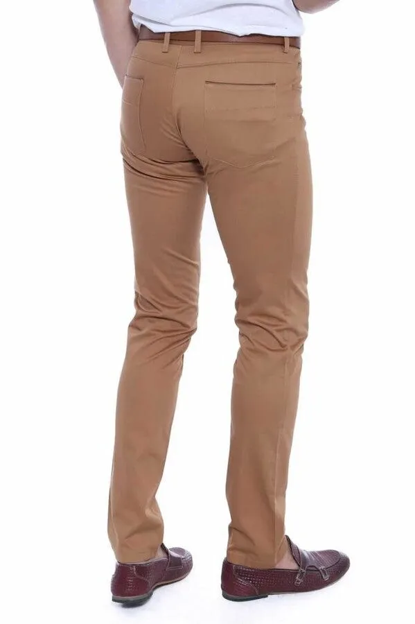 Slim Fit Cotton Brown Men Pants - Wessi sold by Wessi product image thumbnail 3