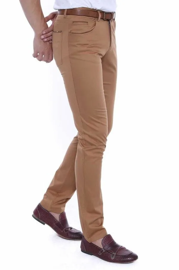 Slim Fit Cotton Brown Men Pants - Wessi sold by Wessi product image thumbnail 4