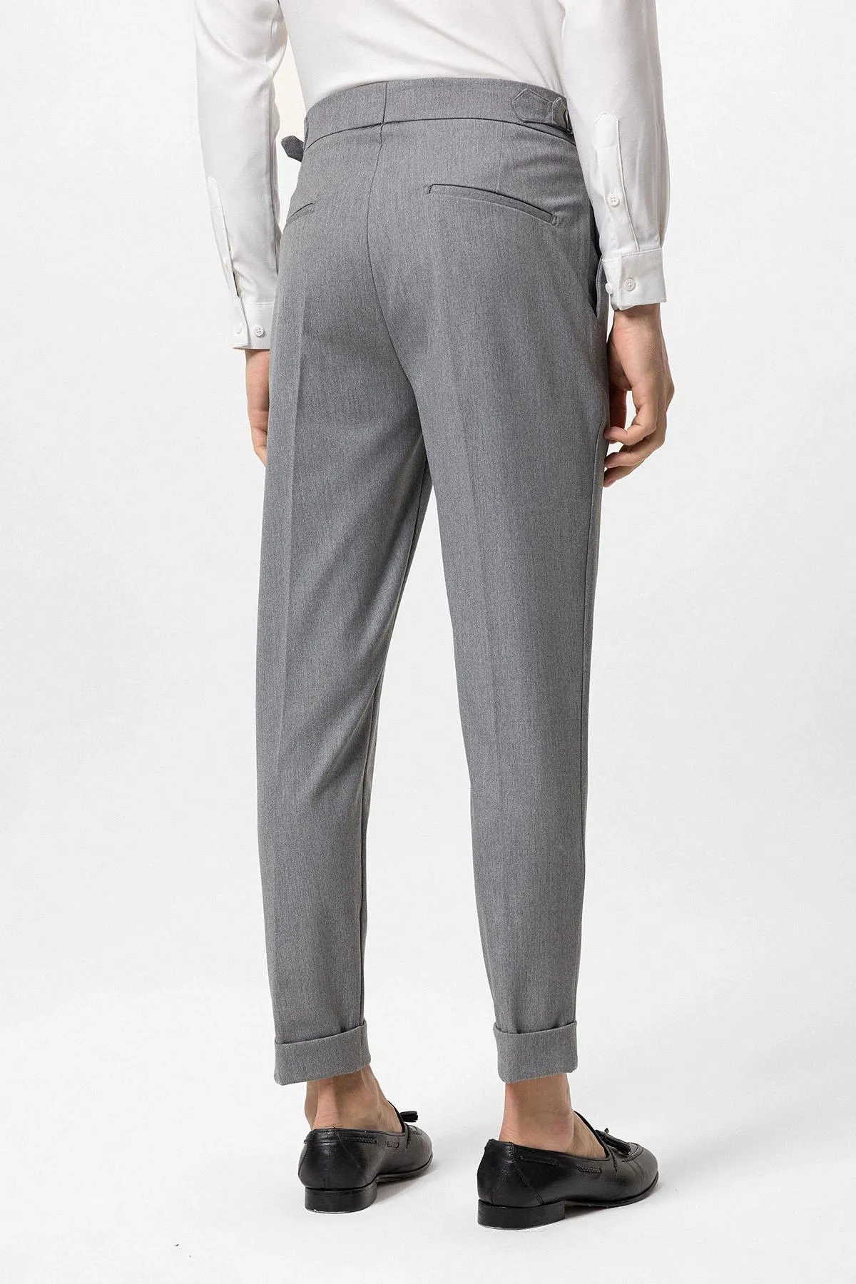 Grey High Waist Pleated Carrot Fit Men's Trousers - Wessi sold by Wessi product image thumbnail 5