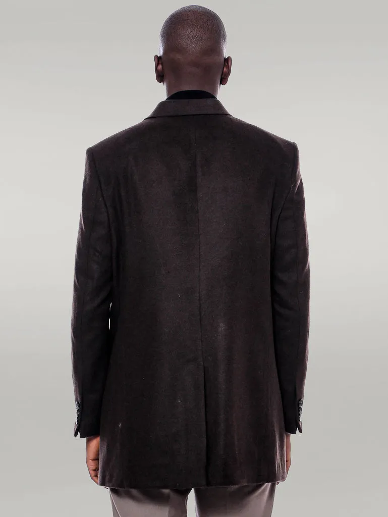 Wide Pointed Collar Over Knee Brown Men Coat - Wessi sold by Wessi product image thumbnail 4