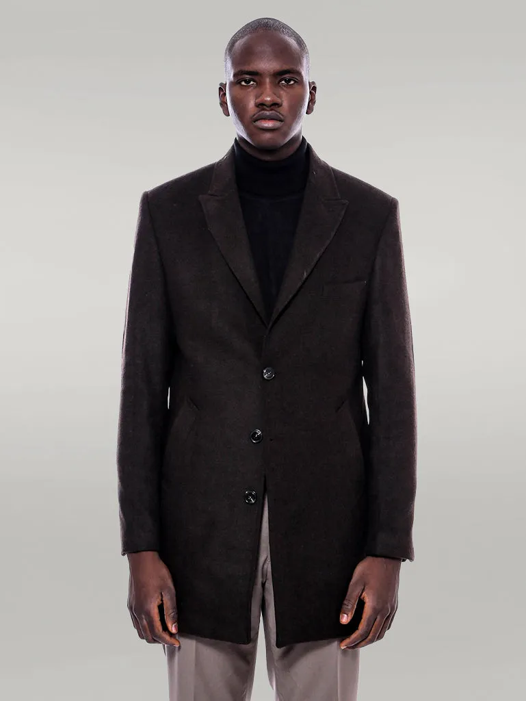 Wide Pointed Collar Over Knee Brown Men Coat - Wessi sold by Wessi product image thumbnail 3