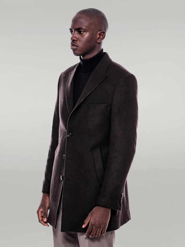 Wide Pointed Collar Over Knee Brown Men Coat - Wessi sold by Wessi product image thumbnail 5