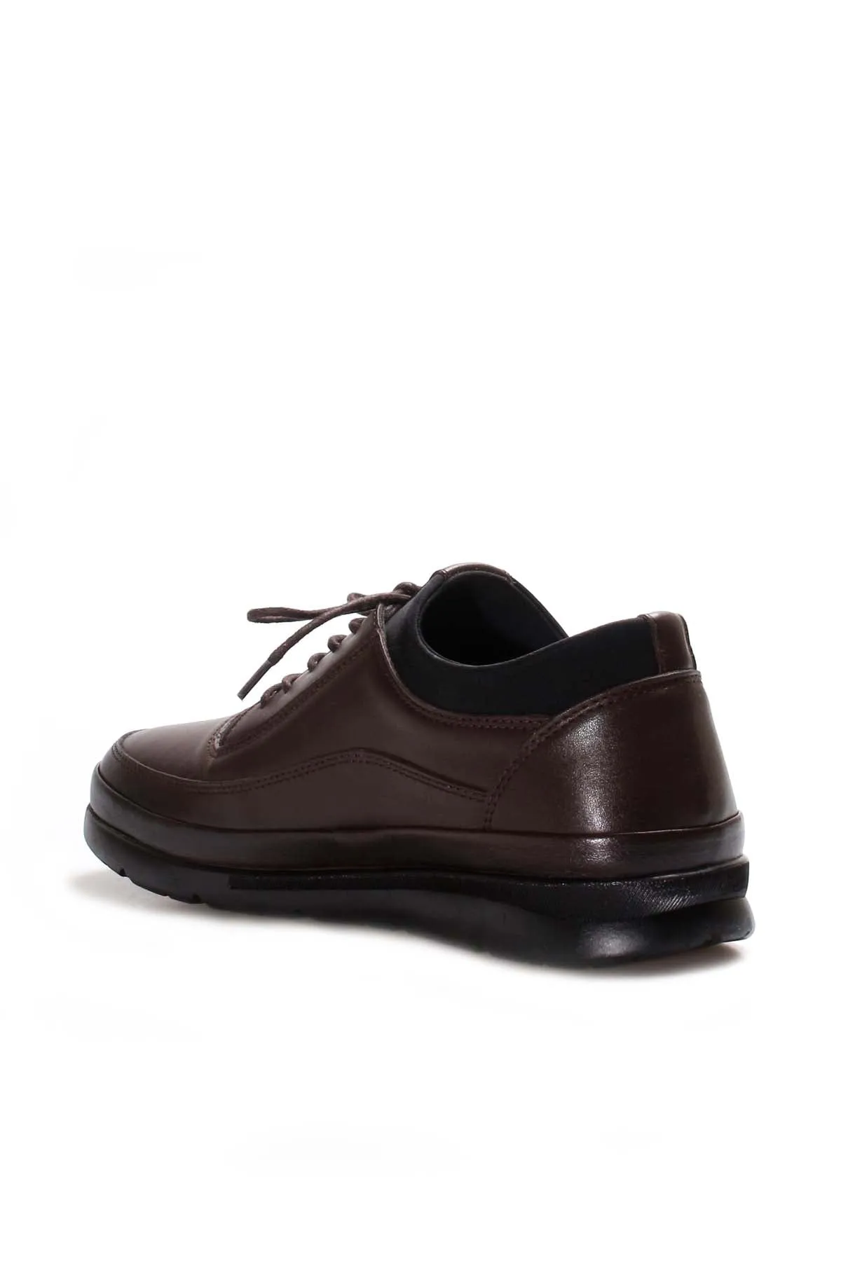 Men's Brown Leather Lace-Up Sneakers with Padded Collar - Wessi sold by Wessi product image thumbnail 2