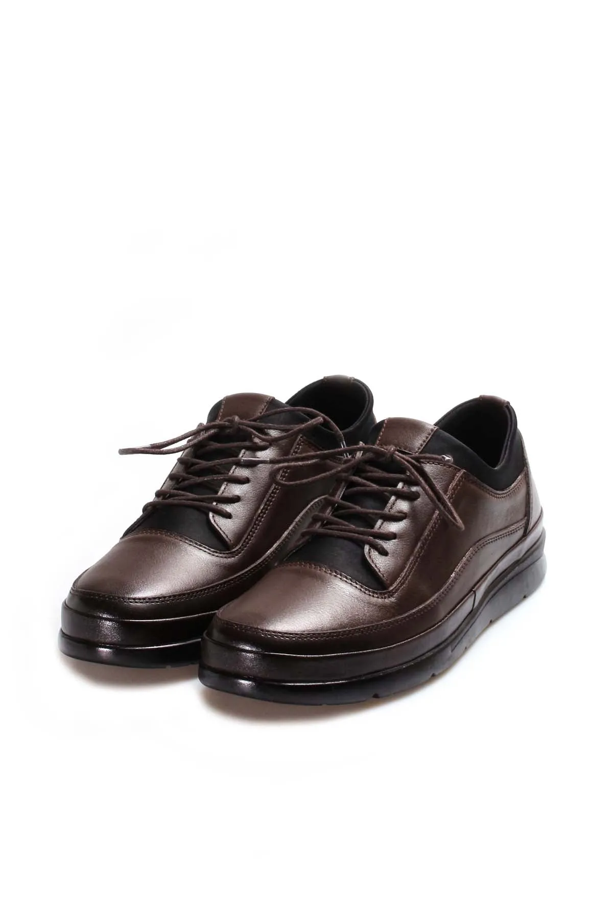Men's Brown Leather Lace-Up Sneakers with Padded Collar - Wessi sold by Wessi product image thumbnail 5
