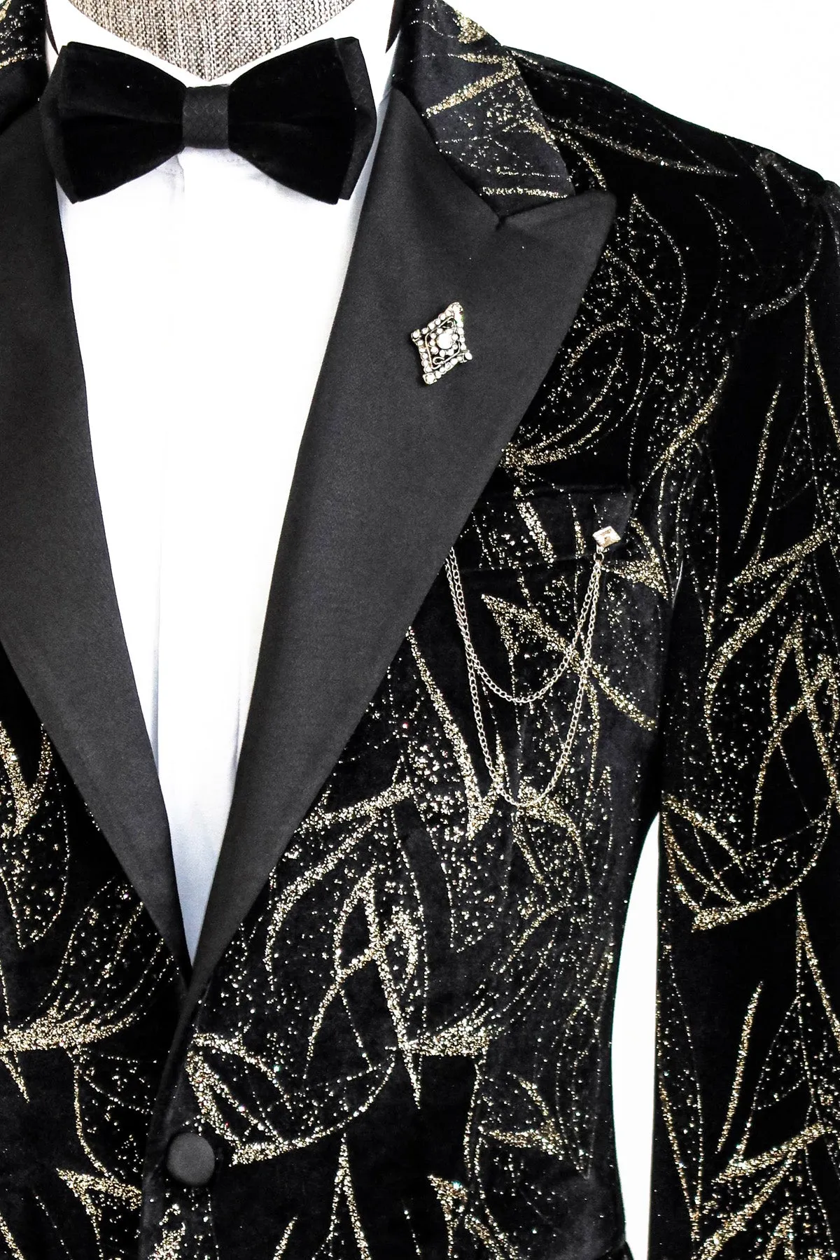 Glittery Slim Fit Black Men Wedding Tuxedo Blazer - Wessi sold by Wessi product image thumbnail 2