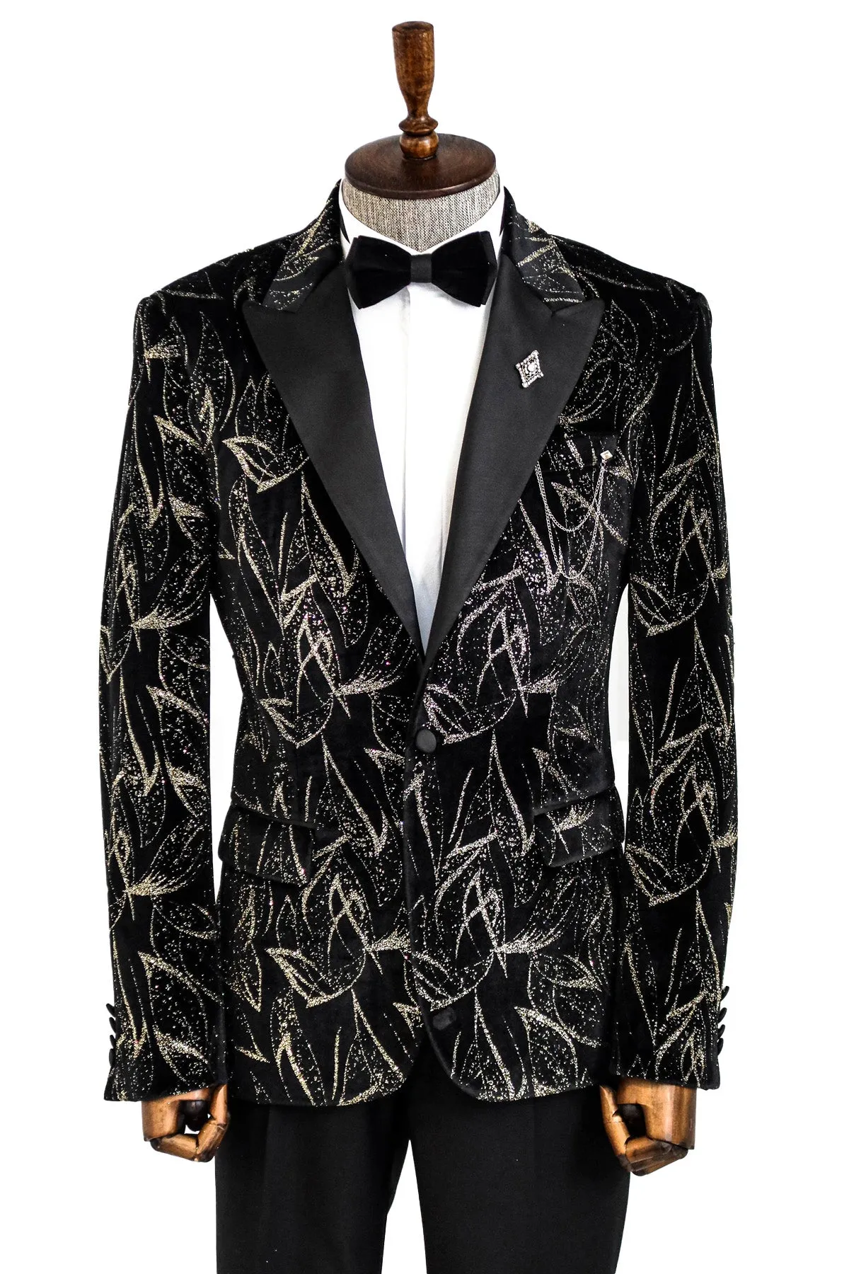 Glittery Slim Fit Black Men Wedding Tuxedo Blazer - Wessi sold by Wessi