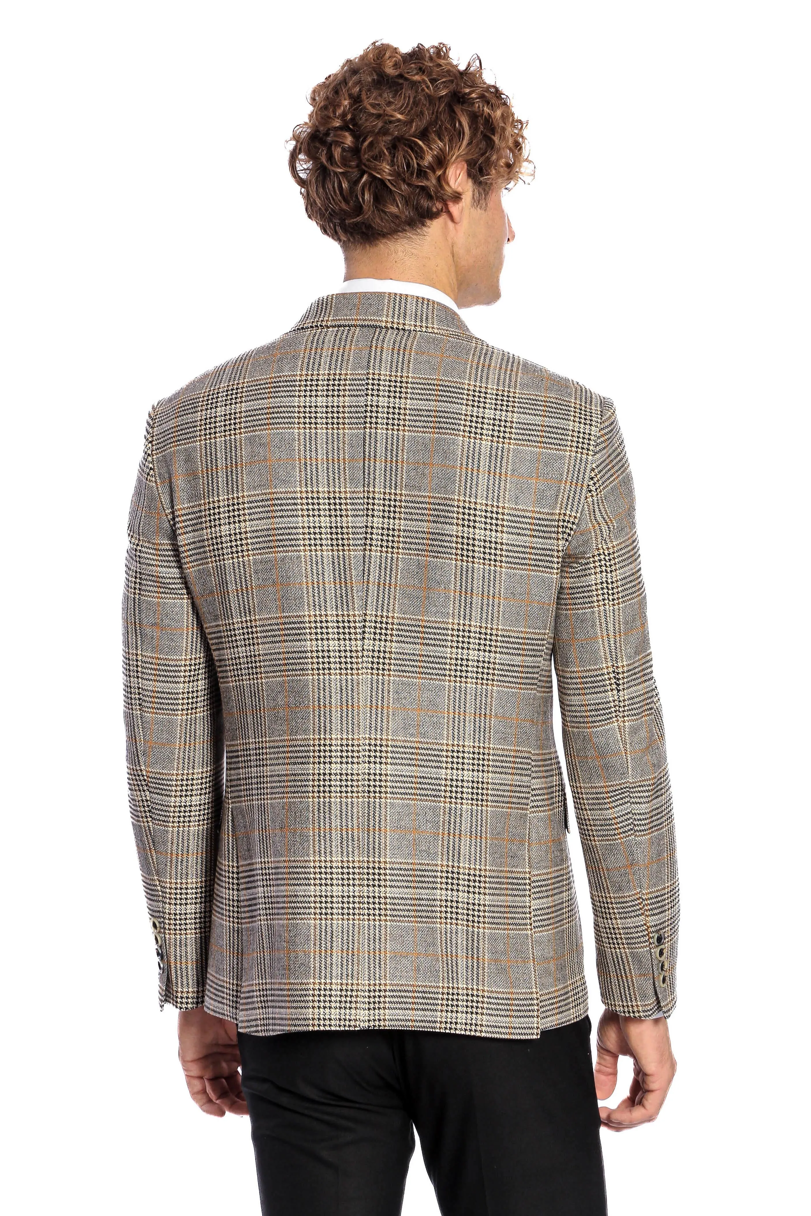 Double Breasted Checked Grey Men Blazer - Wessi sold by Wessi product image thumbnail 4