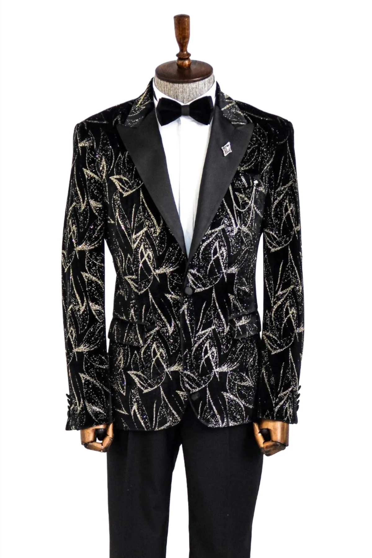 Glittery Slim Fit Black Men Wedding Tuxedo Blazer - Wessi sold by Wessi product image thumbnail 3