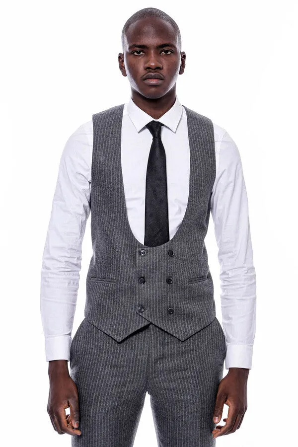 Striped Grey Double Breasted Suit - Wessi sold by Wessi product image thumbnail 5