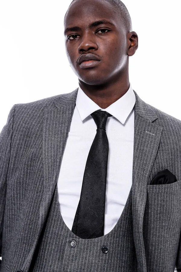 Striped Grey Double Breasted Suit - Wessi sold by Wessi product image thumbnail 3