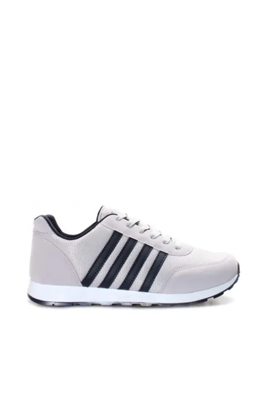 Men's Light Gray Sneakers with Black Stripe Detailing - Wessi sold by Wessi